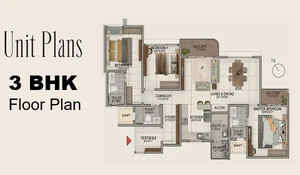 Brigade Iria Devora 3 BHK Floor Plan
