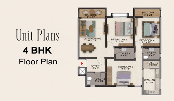 Brigade Iria Devora 4 BHK Floor Plan